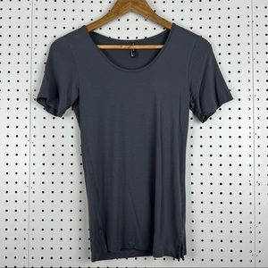 Brass Clothing Women's “Scoop Neck Tunic” Size Small Gray Charcoal Short Sleeve